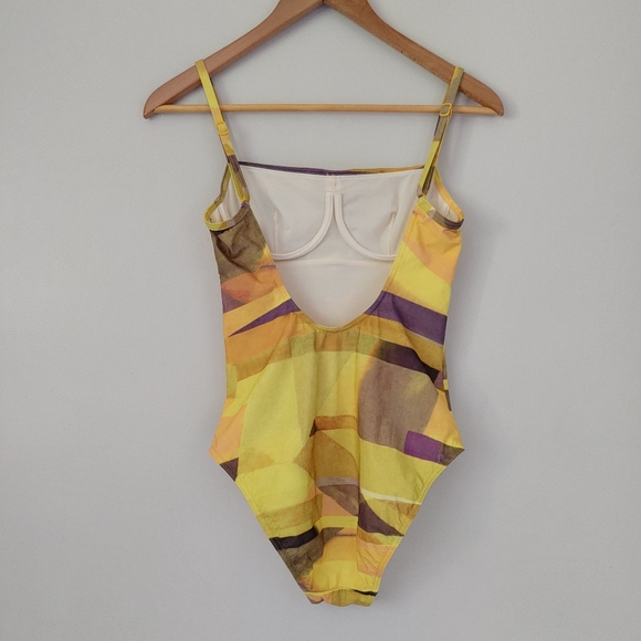 Rasurel Swimsuit One Piece Size Small Yellow Abstract Print - Picture 9 of 14